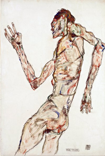 La bailarina - Schiele, Egon (1890-1918) - 1913 - Tiza negra, Gouache sobre papel - 48,3x32,3 - Museo Leopold, Viena de Egon Schiele