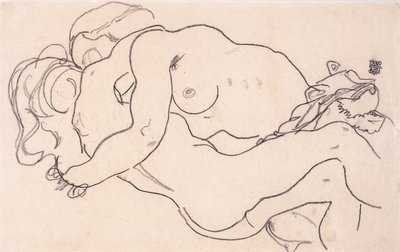 Dos desnudos femeninos abrazados, 1918 de Egon Schiele