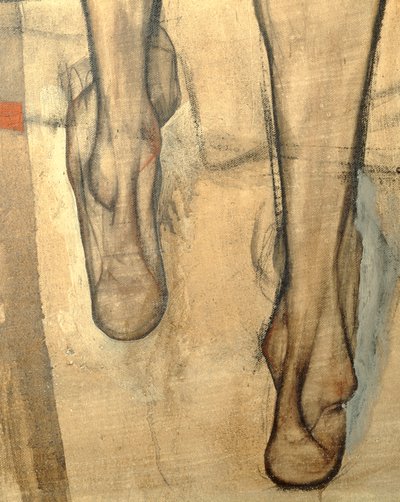 Desnudo femenino con pañuelo al hombro, fragmento ... (pintura sobre lienzo) de Egon Schiele