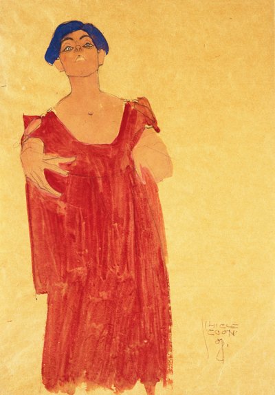 Mujer con cabello azul de Egon Schiele