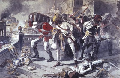 Tropas británicas e indias saqueando Kaisarbagh durante la captura de Lucknow en marzo de Egron Sellif Lundgren