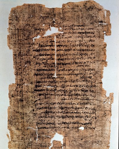 Antigüedad egipcia: papiro cubierto de inscripciones. Códice del siglo IV a.C. Dim. 17x28 cm. Alejandría de Egipto, Museo Nacional de Egyptian