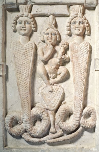 Harpócrates en loto, copto (piedra caliza) de Egyptian