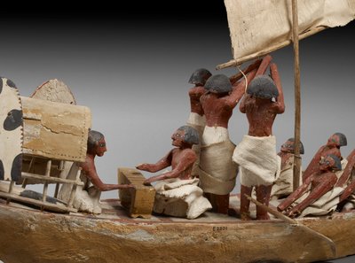 Modelo de barco funerario, de Beni Hasan, probablemente Reino Medio, c.2060-1786 (detalle) de Egyptian