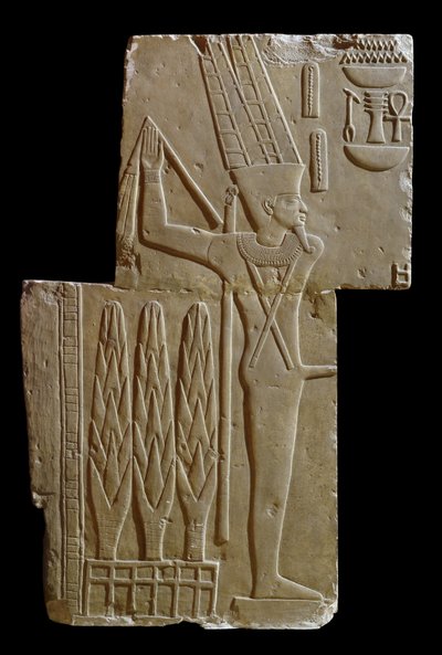 Relieve del dios Min (caliza) de Egyptian
