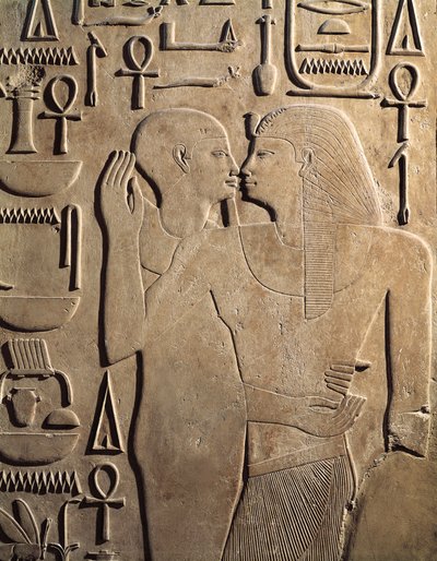 Rey Sesostris I con el Dios Ptah de Karnak, la tumba de Sesostris I, Reino Medio, Dinastía XII de Egyptian 12th Dynasty