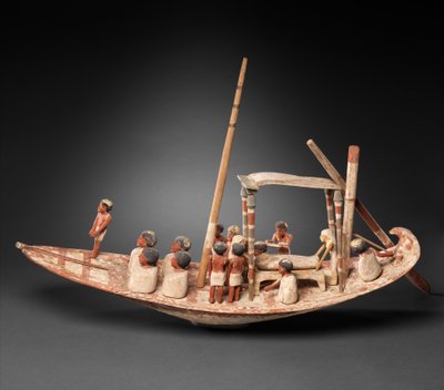 Modelo de barco de vela transportando una momia, c.1900-1885 a.C. de Egyptian 12th Dynasty