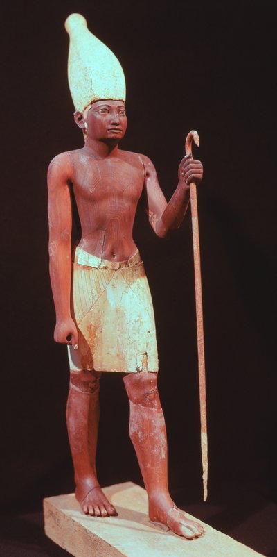 Estatua de Sesostris I (reinó 1971-28 a.C.) con una corona blanca de Egyptian 12th Dynasty