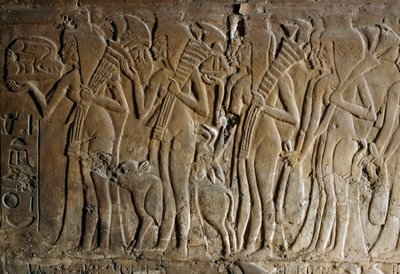 Bajorrelieve de la tumba de Maia, nodriza de Tutankamón, Saqqara, Egipto, Civilización egipcia, Reino Nuevo, Dinastía XVIII, Detalle de Egyptian 18th Dynasty