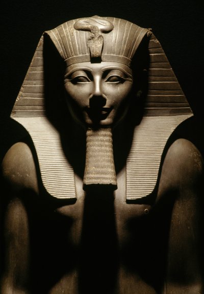 Estatua de basalto de Tutmosis III, del Templo de Amón en Karnak, Egipto, Civilización egipcia, Reino Nuevo, Dinastía XVIII, Detalle de Egyptian 18th Dynasty