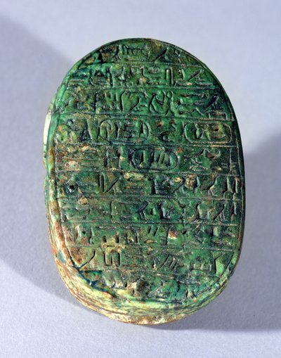 Base de un escarabajo matrimonial de Amenhotep III (c.1417-1379 a.C.) y la Reina Tiye, Nuevo Reino, c.1391-1353 a.C. de Egyptian 18th Dynasty
