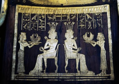 Respaldo de silla que representa a la princesa Sitamon, Tumba de Yuya, Valle de los Reyes, Egipto, Civilización egipcia, Nuevo Reino, Dinastía XVIII de Egyptian 18th Dynasty