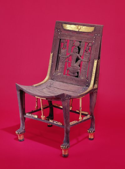 Silla, de la tumba de Tutankamón, que representa el espíritu de millones de años de Egyptian 18th Dynasty