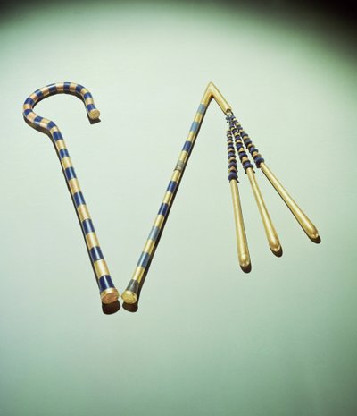 Cayado y flagelo, de la Tumba de Tutankamón (c.1370-1352 a.C.) Nuevo Reino de Egyptian 18th Dynasty
