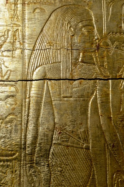 Detalle de grabado de la capilla cubierta de oro de Tutankamón de Egyptian 18th Dynasty