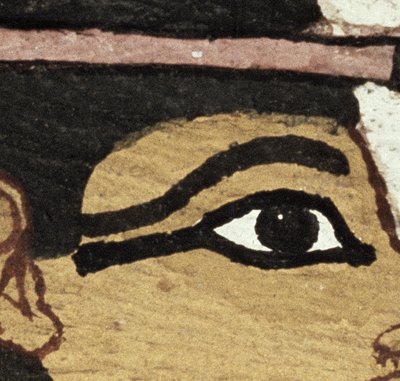 Decoración de un sarcófago de La Dama de Madja, Nuevo Reino, c.1450 a.C. (detalle) de Egyptian 18th Dynasty