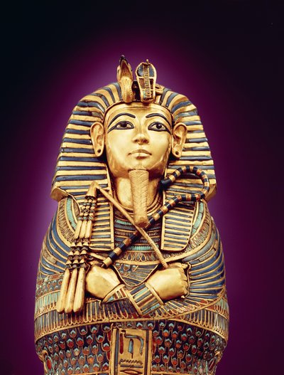 Detalle de la vista frontal de uno de los ataúdes canópicos, de la Tumba de Tutankamón, Nuevo Reino de Egyptian 18th Dynasty