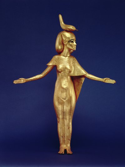 (detalle) de la diosa Selket del santuario canópico, de la tumba de Tutankamón (c.1370-1352 a.C.) Reino Nuevo de Egyptian 18th Dynasty