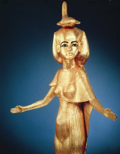 Detalle de la diosa Selket del santuario canópico, de la tumba de Tutankamón, Nuevo Reino de Egyptian 18th Dynasty