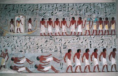 Egipto, Luxor, Valle de los Reyes, Tumba de Horemheb, pintura mural de Egyptian 18th Dynasty