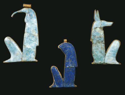 Egipto, Tebas, Luxor, Valle de los Reyes, Tumba de Tutankamón, Tesoros de Tutankamón, Amuletos de Egyptian 18th Dynasty