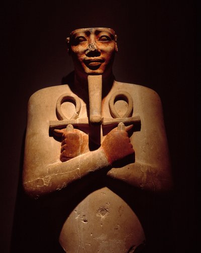 Antigüedad egipcia: pilar osiríaco de Sesostris I, del templo de Amón en Karnak. 1971-1926 a.C. Museo de Arte Egipcio, Luxor de Egyptian 18th Dynasty