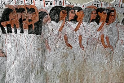 Antigüedad egipcia: procesión de llanto. Pintura de la Tumba de Roy (TT255). Dinastía XVIII de Egyptian 18th Dynasty