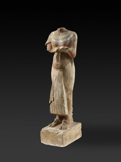 Figura del faraón Akhenatón sosteniendo una mesa de ofrendas de Egyptian 18th Dynasty