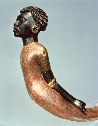 Figura de un hombre africano del extremo de un bastón ceremonial, de la tumba de Tutankamón (c.1370-52 a.C.) Nuevo Reino de Egyptian 18th Dynasty