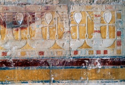 Friso con jeroglíficos deseando, Templo mortuorio de Hatshepsut, Deir el-Bahari, Necrópolis tebana (Lista del Patrimonio Mundial de la UNESCO de Egyptian 18th Dynasty