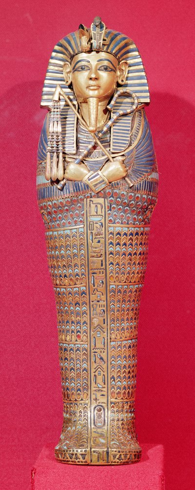 Vista frontal de uno de los ataúdes canópicos, de la Tumba de Tutankamón (c.1370-1352 a.C.) Nuevo Reino de Egyptian 18th Dynasty