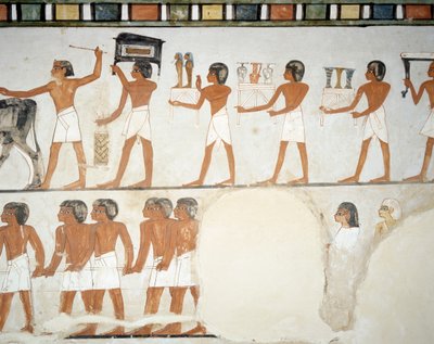 Procesión funeraria, (detalle), capilla de la Tumba de Menna, Sheikh Abd el Qurnah, Luxor, Tebas de Egyptian 18th Dynasty
