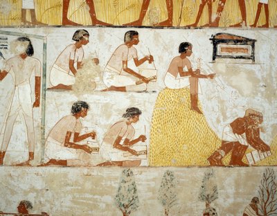 Cosecha, trilla y aventado de grano (detalle) de Egyptian 18th Dynasty
