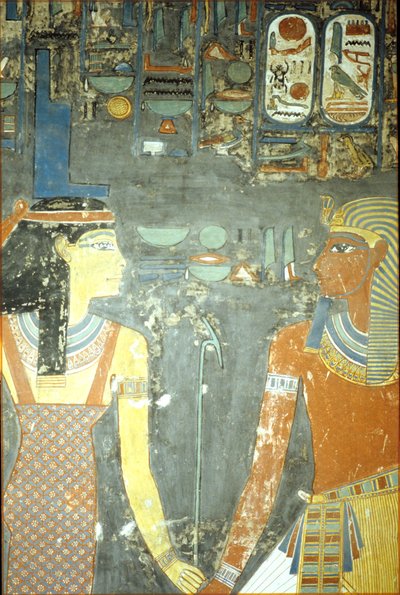 Horemheb e Isis, de la Tumba de Horemheb (c.1323-1295 a.C.) Nuevo Reino de Egyptian 18th Dynasty