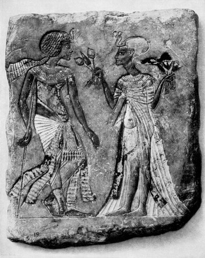 Rey Amenofis IV de Egipto y su esposa de Egyptian 18th Dynasty