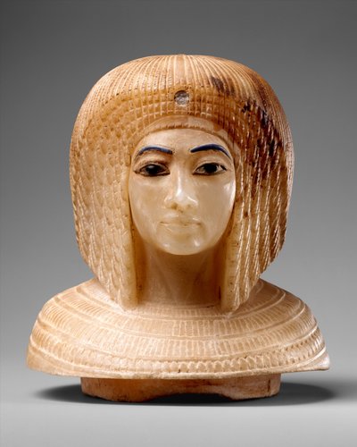 Tapa en forma de cabeza de mujer real, c.1349-1336 a.C. de Egyptian 18th Dynasty