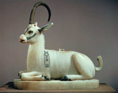 Tapa de una jarra de ungüento en forma de íbice, de la tumba de Tutankamón de Egyptian 18th Dynasty