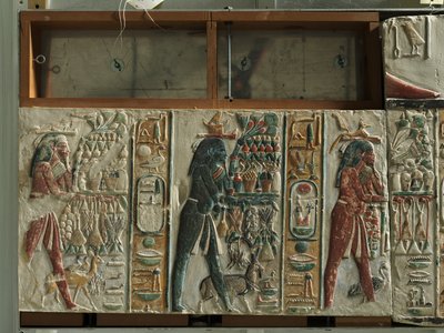 Dioses del Nome llevando ofrendas, c.1391-1353 a.C. de Egyptian 18th Dynasty