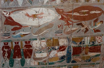 Bajorrelieve pintado, Templo Mortuorio de la Reina Hatshepsut, Djeser-Djeseru (Santo de los Santos), Deir el-Bahri, Luxor, Tebas (Lista del Patrimonio Mundial de la Unesco). de Egyptian 18th Dynasty