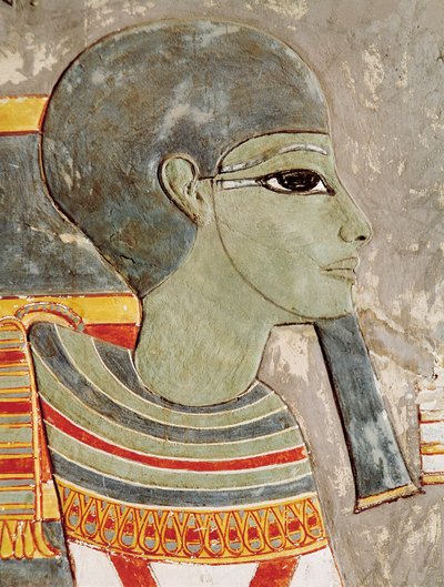 Relieve pintado del dios Ptah en el Valle de los Reyes, de la tumba de Horemheb de Egyptian 18th Dynasty