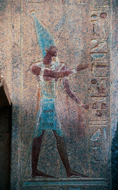 Faraón con corona del Alto Egipto, Templo mortuorio de Hatshepsut, Deir el-Bahari, Necrópolis tebana (Lista del Patrimonio Mundial de la UNESCO de Egyptian 18th Dynasty