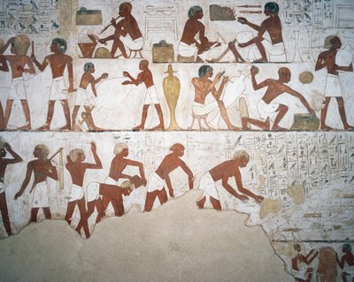 Alfareros y trabajadores, fresco, capilla, Tumba de Rekhmire (TT100), Sheikh Abd el-Qurna, Tebas (Lista del Patrimonio Mundial de la Unesco) de Egyptian 18th Dynasty