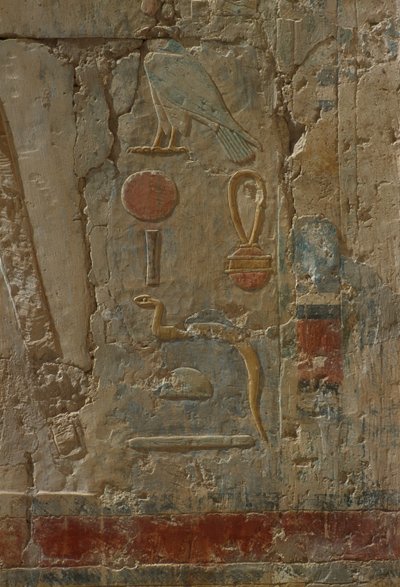 Relieve que representa a Horus, capilla de la diosa Hathor, del Templo Mortuorio de Hatshepsut (c.1503-1482 a.C.) de Egyptian 18th Dynasty