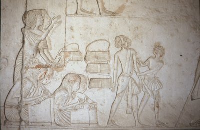 Relieve que representa escribas trabajando, de la Tumba de Horemheb (c.1323-1295 a.C.) Nuevo Reino de Egyptian 18th Dynasty