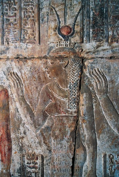 Relieve de Hatshepsut representada como Hathor, Templo Mortuorio de Hatshepsut, Deir el-Bahri, Luxor, Tebas (Lista del Patrimonio Mundial de la Unesco de Egyptian 18th Dynasty