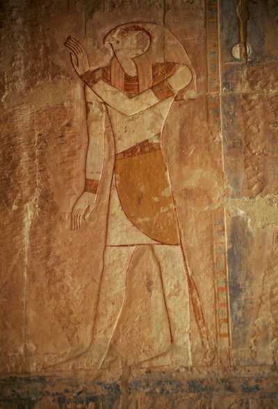 Relieve con Horus, Templo mortuorio de Hatshepsut, Deir el-Bahari, Necrópolis tebana (Lista del Patrimonio Mundial de la UNESCO de Egyptian 18th Dynasty