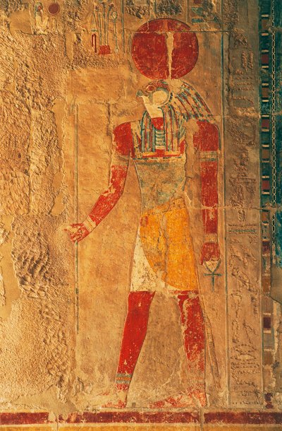 Relieve con Ra Horakhty, Templo mortuorio de Hatshepsut, Deir el-Bahari, Necrópolis tebana (Lista del Patrimonio Mundial de la UNESCO de Egyptian 18th Dynasty