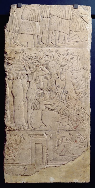 Escena de Lamentación durante un Entierro, de Sakkara, Nuevo Reino, c.1330 AC de Egyptian 18th Dynasty