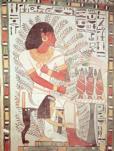 Sennefer sentado con su esposa, Meryt, de la tumba de Sennefer, Nuevo Reino de Egyptian 18th Dynasty