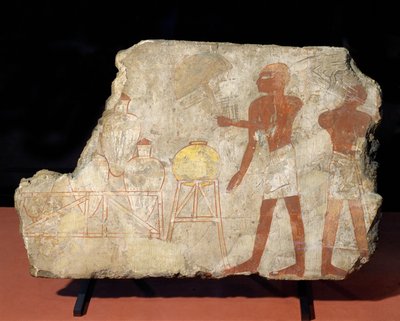 Sirvientes con ánforas en sus puestos ... de Egyptian 18th Dynasty